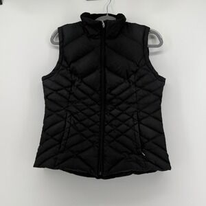 Eddie Bauer Womens Black Quilted Goose Down Puffer Vest Size M Full Zip Outdoor